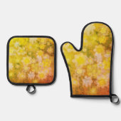 レトロフローラ抽象芸術塩水の色絵画の 鍋つかみ&鍋敷きセット (正面)