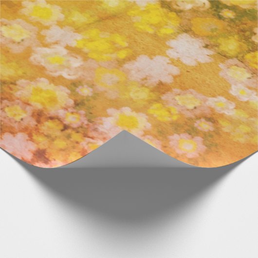 レトロフローラ抽象芸術塩水色パターン ラッピングペーパー (角)