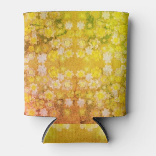 レトロフローラ抽象芸術塩水色パターン 缶クーラー (正面)