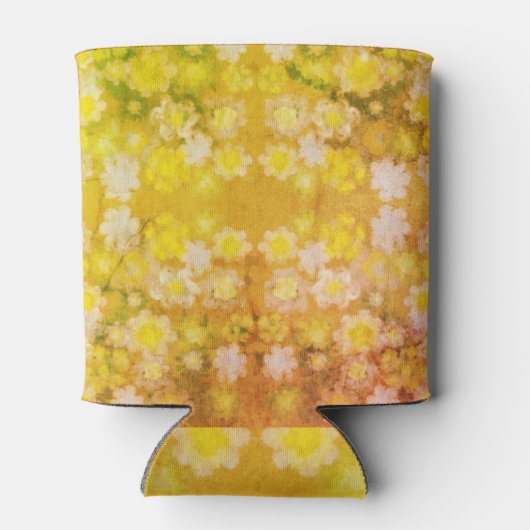 レトロフローラ抽象芸術塩水色パターン 缶クーラー (裏面)