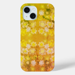 レトロフローラ抽象芸術塩水色パターン iPhone 15ケース