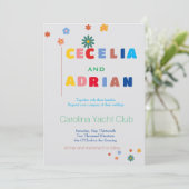 レトロフローラ数々のカラー結婚式招待状 招待状 (スタンド正面)