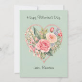 レトロフローラ水彩写真バレンタインデーカード ノートカード (正面)