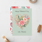 レトロフローラ水彩写真バレンタインデーカード ノートカード (正面/裏面インサイチュ)