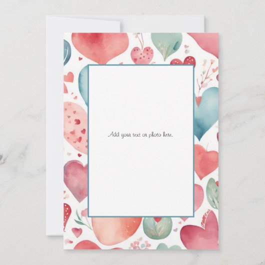 レトロフローラ水彩写真バレンタインデーカード ノートカード (裏面)