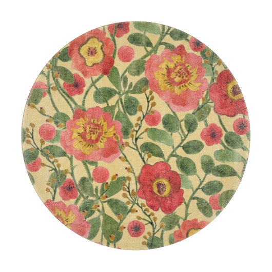 レトロフローラ水彩:タイムレスエレガンス カッティングボード (正面)