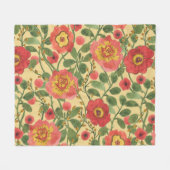 レトロフローラ水彩：タイムレスエレガンス フリースブランケット (正面(横))