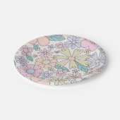 レトロフローラ溝誕生日 ペーパープレート (アングル)