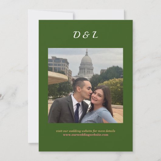 レトロフローラ結婚式の日付の保存 セーブザデート (裏面)