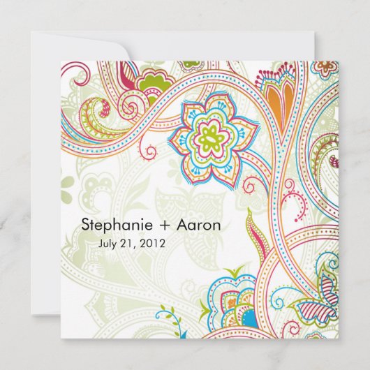 レトロフローラ結婚式招待状 招待状 (正面)