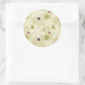 レトロフローラ背景 ラウンドシール (バッグ)