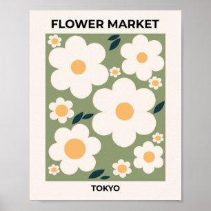 レトロフローラ花市場東京抽象芸術花 ポスター