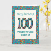 レトロフローラ誕生日カード100歳の若者 カード (黄色い花)