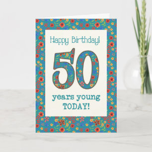 レトロフローラ誕生日カード50年ヤング カード