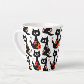 レトロフローラ黒猫(白)ラテマグカップ カフェラテマグ (左アングル)