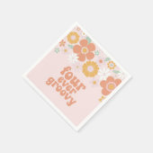 レトロフローラ4年ずっとグルーヴィー4歳の誕生日 スタンダードカクテルナプキン (角)