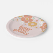 レトロフローラ4年ずっとグルーヴィー4歳の誕生日 ペーパープレート (アングル)