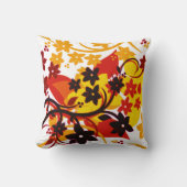 [レトロフローラ]オレンジボタニカルグラフィックデザイン クッション (正面)