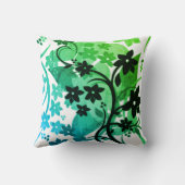 [レトロフローラ]グリーンリーフ植物学グラフィックデザイン クッション (裏面)