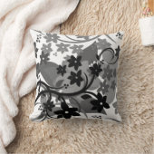 [レトロフローラ]グレーグレーボタニカルグラフィックデザイン クッション (ブランケット)