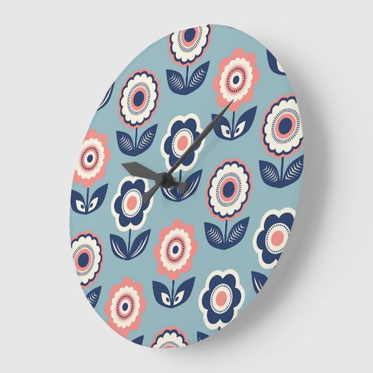 レトロフローラ:タイムレスパターンチャーム ラージ壁時計 (傾斜)