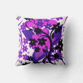[レトロフローラ]パープルボタニカルグラフィックデザイン クッション (裏面)