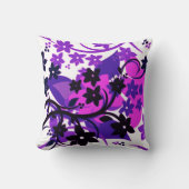[レトロフローラ]パープルボタニカルグラフィックデザイン クッション (正面)