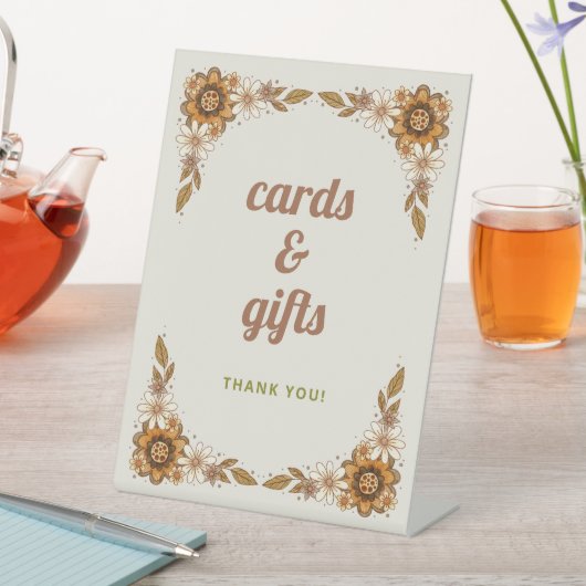 レトロフローラ |ブライダルシャワーカードとギフト 台座サイン (インサイチュ)