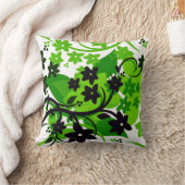 [レトロフローラ]緑の植物グラフィックデザイン クッション (ブランケット)