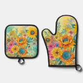 レトロフローラ 鍋つかみ&鍋敷きセット (正面)