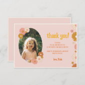 レトロフローラGroovy 3nd誕生日サンキューカード サンキューカード (正面/裏面)