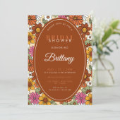 レトロフローラGroovy Hippieデイジー70sブライダルシャワー セーブザデート (スタンド正面)