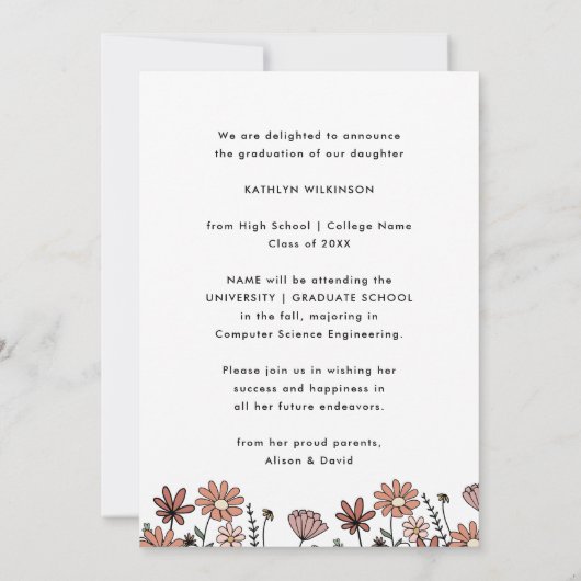 レトロフローラGroovy Script Archフォトのグラデーション 案内状 (裏面)