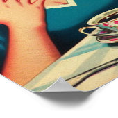 レトロフードキュートガールイラストレーション ポスター (角)