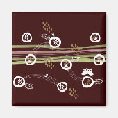 レトロフールズファミリーカワイイお洒落ズストライプネストおもしろい マグネット (正面)