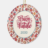 レトロブオンナターレパーソナライズされた セラミックオーナメント (左)