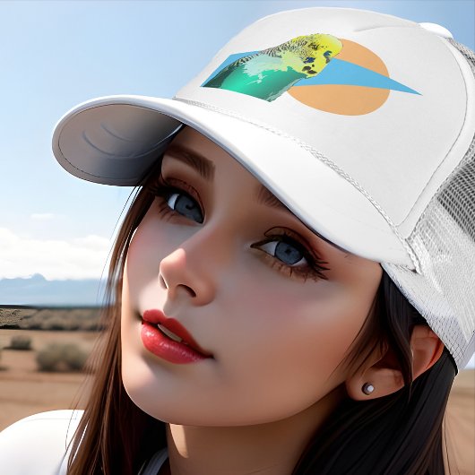 レトロブポップ・アートのジアートアクアブルーパラケートペットバード キャップ