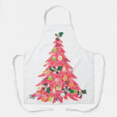 レトロブモダンライトカラフルトレンディーツリークリスマス エプロン (正面)