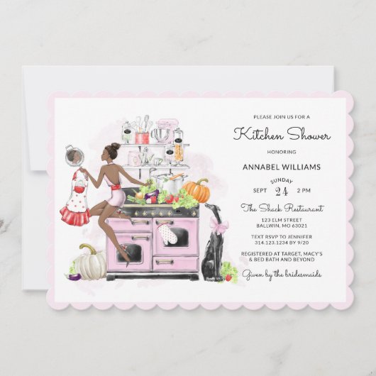 レトロブライダルキッチンシャワー 招待状 (正面)