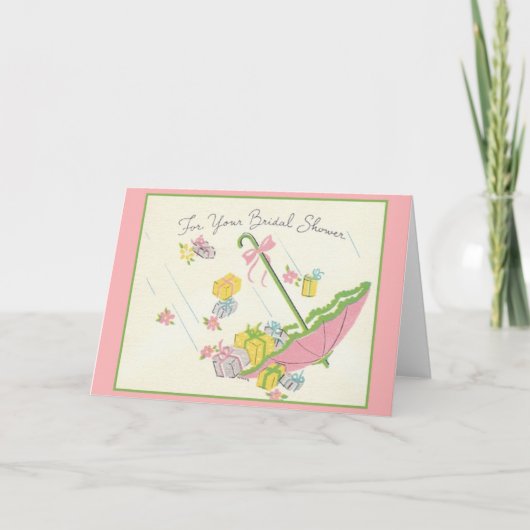 レトロブライダルシャワーグリーティングカード 招待状 (正面)