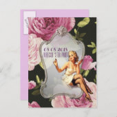 レトロブライダルシャワーティーパーティー保存日 案内ポストカード (正面/裏面)