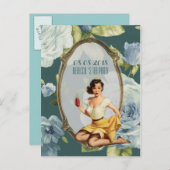 レトロブライダルシャワーティーパーティー保存日 案内ポストカード (正面/裏面)