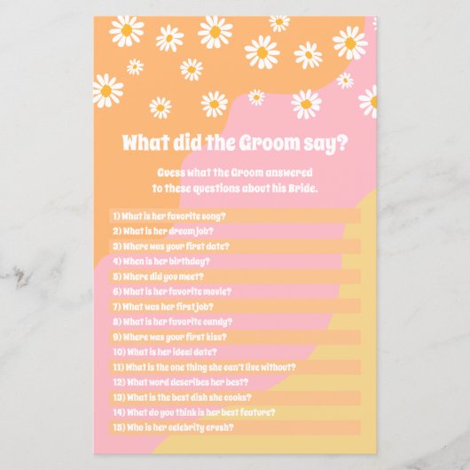 レトロブライダルシャワー新郎は何とゲームを言った (正面)