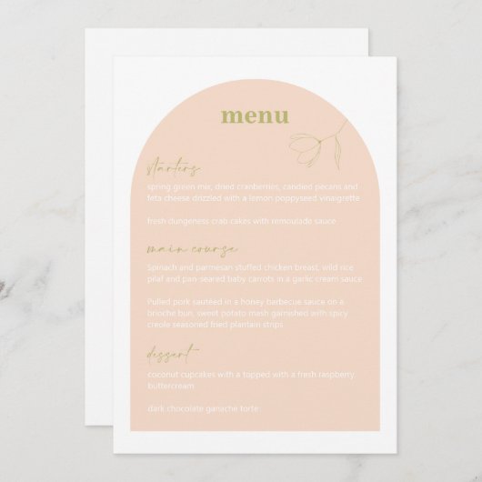 レトロブライダルシャワー結婚フードディナーメニューA115 招待状 (正面/裏面)