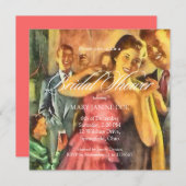 レトロブライダルシャワー 招待状 (正面/裏面)