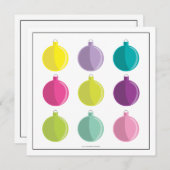 レトロブライトオーナメントカラフルホリデーパーティー 招待状 (正面/裏面)