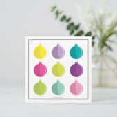 レトロブライトオーナメントカラフルホリデーパーティー 招待状 (スタンド正面)