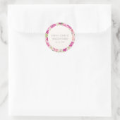 レトロブライトピンクおもしろい水彩フローラ結婚 ラウンドシール (バッグ)