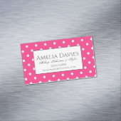 レトロブライトピンク水玉模様 マグネット名刺 (インサイチュ)
