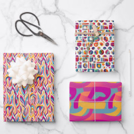 レトロブライト – 秋、冬のブライト微妙な抽象芸術 ラッピングペーパーシート